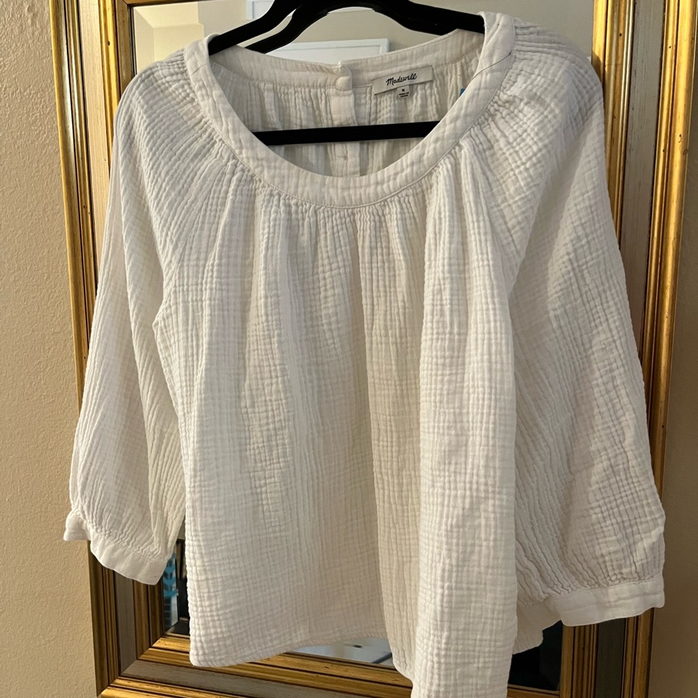 Madewell Gauzy Top button back white medium